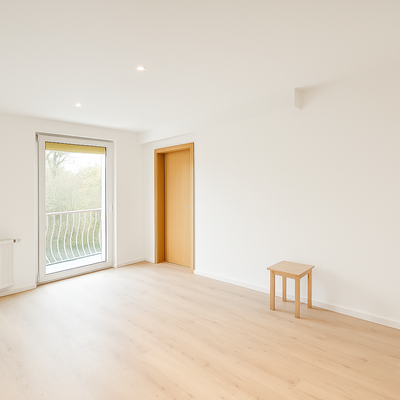 Küche, Essbereich und Balkon