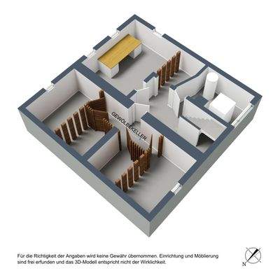 Untergeschoss, 3D-Grundriss