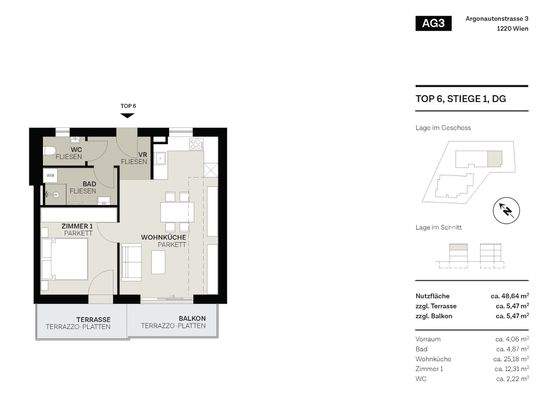 Grundriss Top 6, Stiege 1