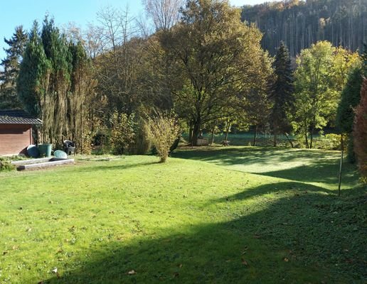 Blick von der Terrasse in den Garten