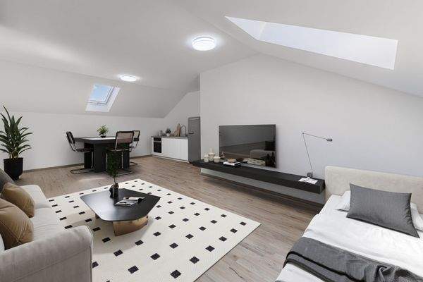 Wohnzimmer - Dachgeschoßwohnung - Visualisiert