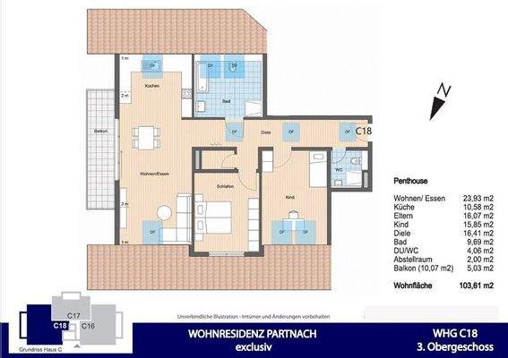 Grundriss mit Massen 