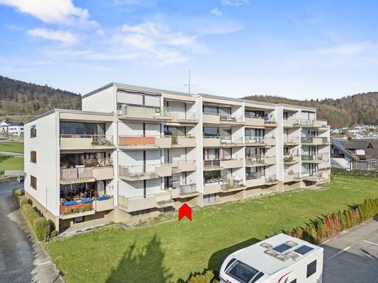 Wohnung mit Pfeil markiert