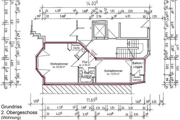 Grundriss 2.Obergeschoss (Wohnung)