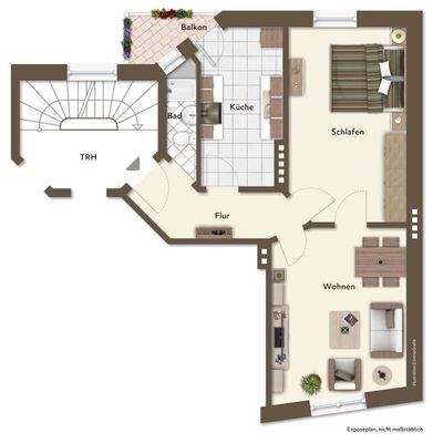 Grundriss mit Mustermöblierung