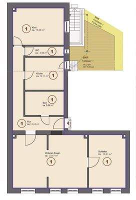 Grundriss Erdgeschoss mit eigener Terrasse