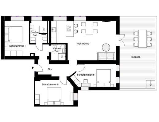 Manetstraße 78 EG - Grundriss Möblierte Vermietung