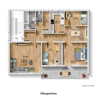 Der Grundriss Ihrer Wohnung im Obergeschoss