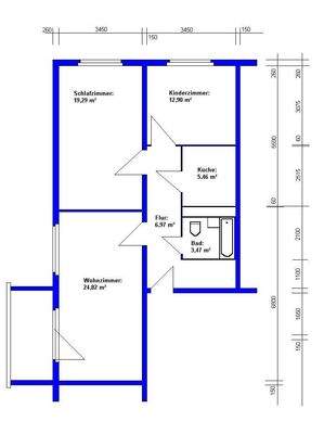 Die Aufteilung von ca. 73 m²