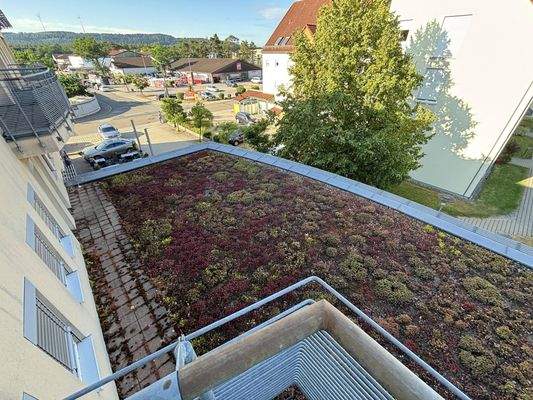 Vogelperspektive auf die Parkplätze