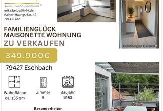 Familienglück in Eschbach Top Sanierte 5-Zimmer Maisonette ca. 135qm mit Vogesenblick und Dachterrasse