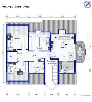 Grundris WE 2 OG - möbliert