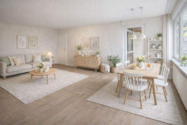 KI möbliert Wohn und Essbereich 