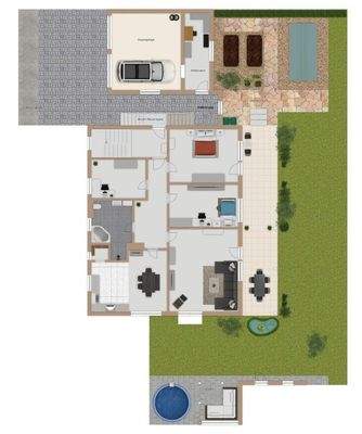 Grundriss Erdgeschoss mit Garten