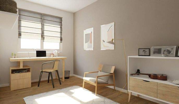 Visualisierung des Arbeitszimmers im Reihenhaus