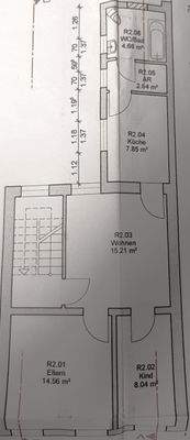 Grundriss der Wohnungen im 1. und 2. OG.