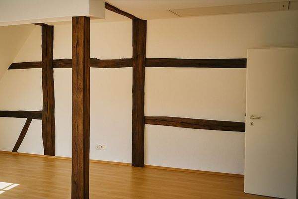 Wohnzimmer mit Fachwerk