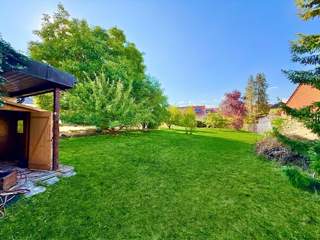 Gartenbereich mit KI optimiertem Rasen