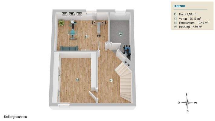 Grundrissvisualisierung Kellergeschoss