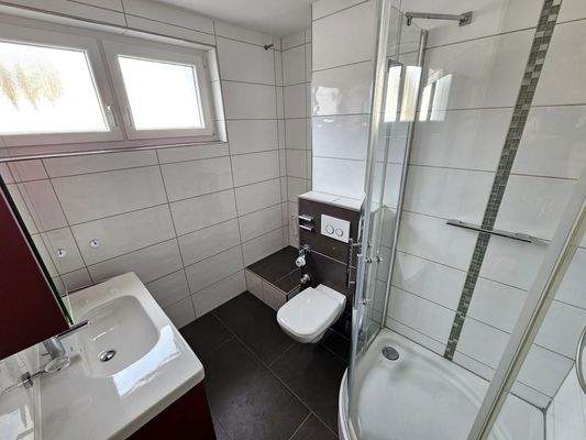 Tageslicht-Bad mit Dusche, WC und WM-Anschluss