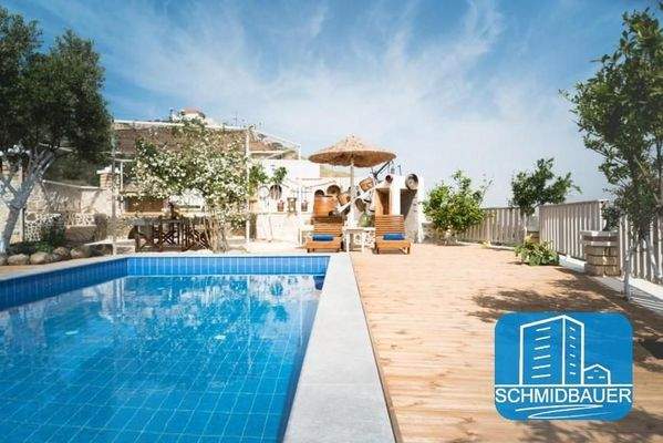 Kreta, Kamilari: Steinvilla mit Apartment und Blick auf den Kamilari-Hügel