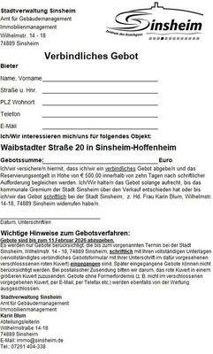 Muster für Gebotsabgabe