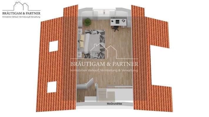 Visualisierter Grundriss Maisonette