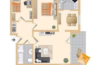 Grundriss mit Möblierungsvorsc