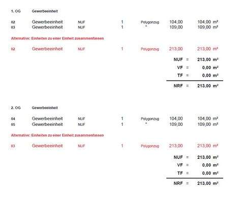 Fächenermittlung 1. & 2. OG