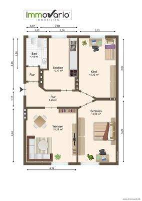 Grundriss WE14 möbliert 