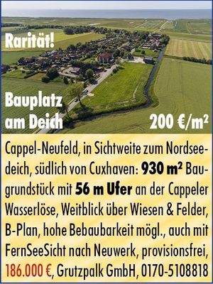 Inserat für Bauplatz am Deich