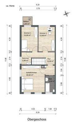Grundriss OG - 3 Schlafzimmer Variante