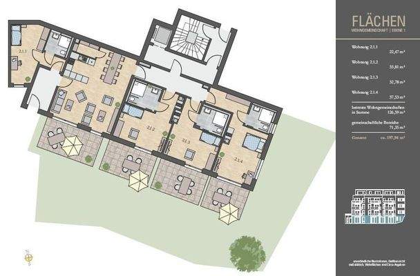 Pflegeappartements Wohngemeinschaft, Ebene 1