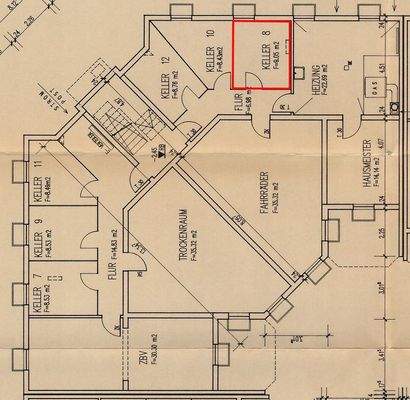 Der Grundriss zum Kellerabteil