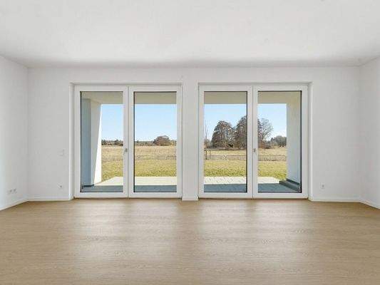 Wohnzimmer mit Blick zur Terrasse