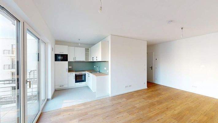 Wohnbereich mit EBK_Musterwohnung