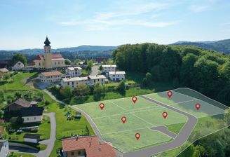 Drohnenaufnahme mit Parzellen