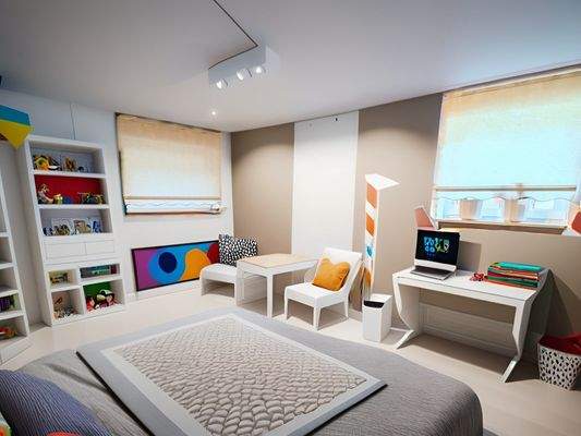 Büroraum UG z.B. als Kinderzimmer Homestaging