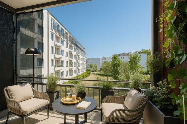 Visualisierung Großer Sonnenbalkon mit Süd-Ausrichtung