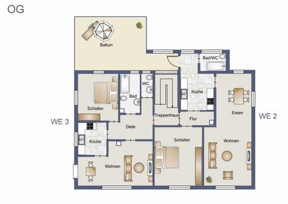 Grundriss OG - WE 2 und 3