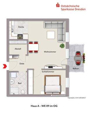 Grundriss WE A09 im OG