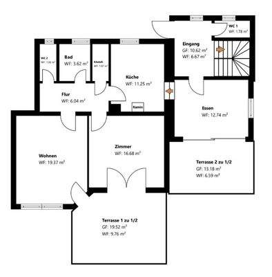 Grundriss Skizze Haus 2 EG