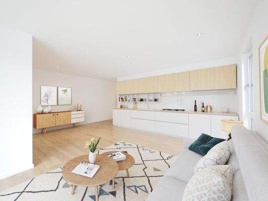 Küche und Wohnzimmer