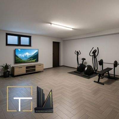 Moderner Wohnraum mit Fitness