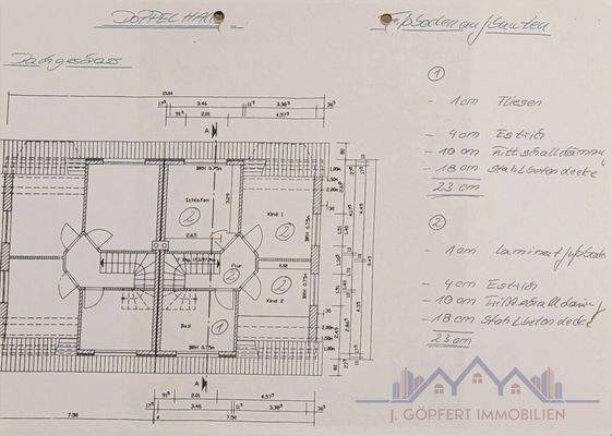 Bauzeichnung  Re. Obergeschoss Orginal Holthusen