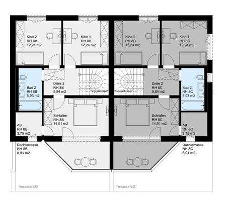 Mittelhaus Grundriss links OG