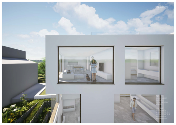 Perspektive Blick in die rückwärtigen Fenster