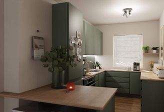 Die offene Wohnküche lädt zum gemeinsamen Kochen e