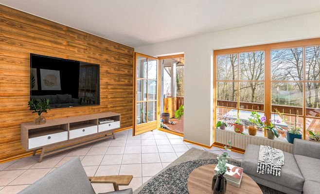 Wohnzimmer mit Balkon