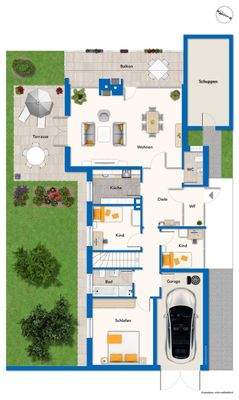 Erdgeschoss mit Mustermöblierung